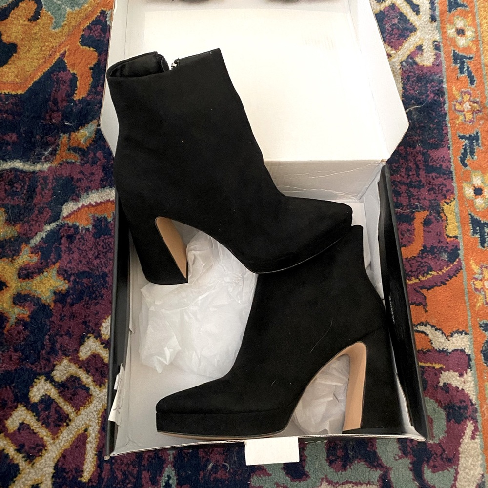 New black suede platform boots (women’s 7)